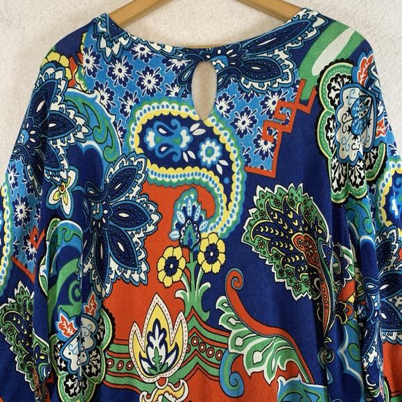 Joseph A Womens Colorful Paisley Knit Top Sz 3X Office Statement Boho Soft Comfy - Picture 6 of 14